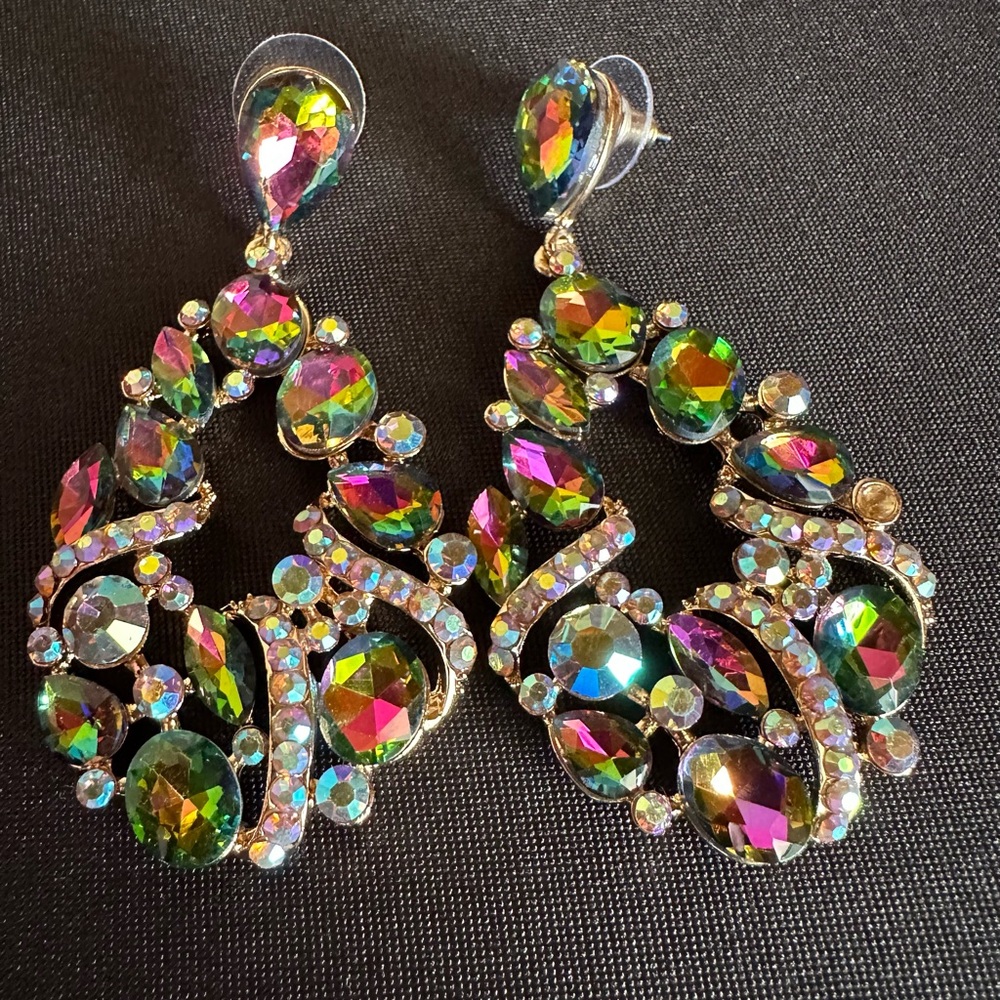 Multi Stone Teardrop Dangle Earrings - image 3